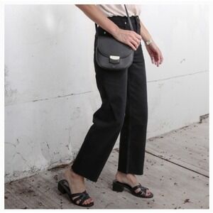 Everlane The Way High Jean Size 28 Black Organic Cotton Ankle Raw Hem